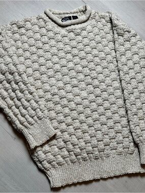 Vintage Dockers Cream Textured Crewneck Sweater Made in USA